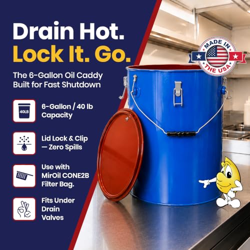 6 Gallon Blue Oil Grease Bucket & Filter Pot