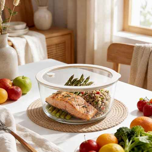 Glass Food Container Set with Glass Lid (3 Count)