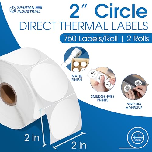 2" Circle Direct Thermal Labels (750 Count)