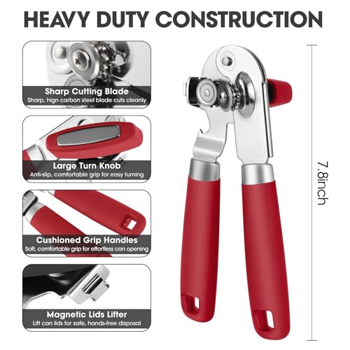 Manual Can Opener Hand Held with Magnet for Home Kitchen