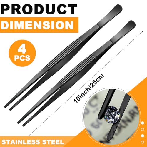 4 Packs 10 Inch Bar Tweezers Black Multi (4 Count)