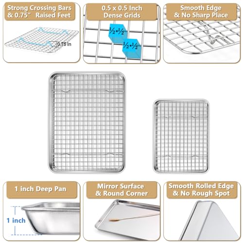 12.5+9 Inch Toaster Oven Pan Tray with Wire Rack