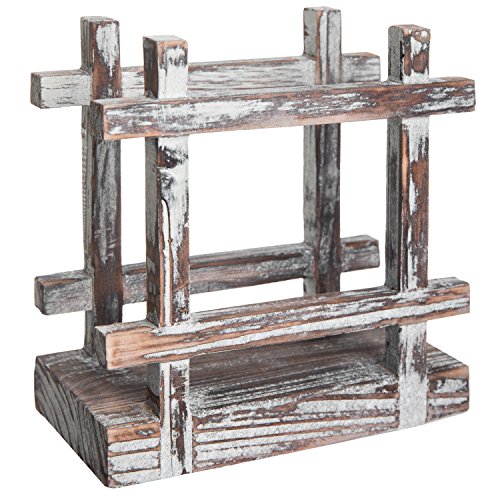 Farmhouse Rustic Torched Wood Napkin Holder for Table with Cross