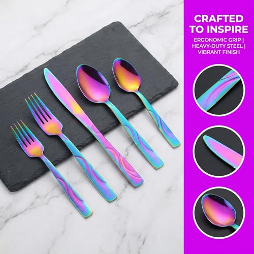 30 Piece Rainbow Silverware Set for 6 (30 Count)