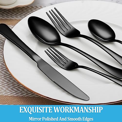 40 Pcs Black Silverware Set (40 Count)