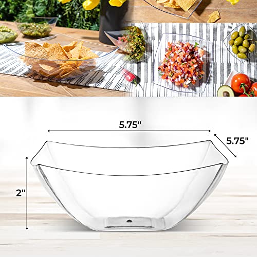 4 Pack Disposable Clear Plastic Serving Bowls Square Party & Candy 16oz (4 Count)