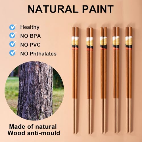 Natural Wood Chopsticks 5 Pairs