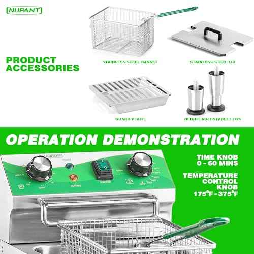 12.7 QT Commercial Fryer Electric Deep Fryer with Basket and Lid