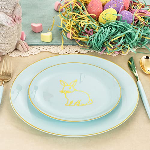 60 Pieces Easter plates with Gold Bunny (60 Count)