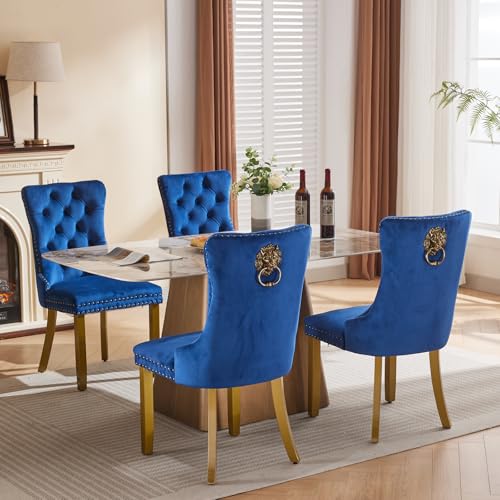 Blue Velvet Dining Chairs Set of 4 (4 Count)