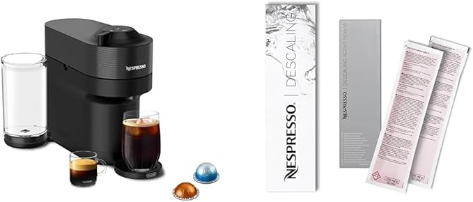 Nespresso Vertuo Pop+ Coffee and Espresso Machine by De'Longhi, Liquorice Black Descaling Kit