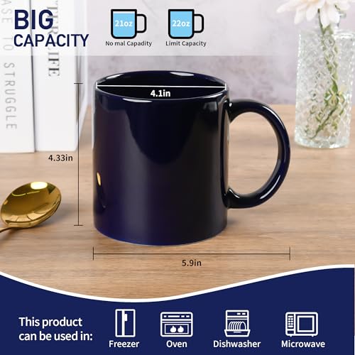 22oz Super Large Ceramic Coffee Mugs Large Handles Set of 4 (4 Count)