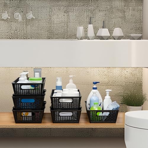 Stackable Woven Plastic Basket (6 Count)