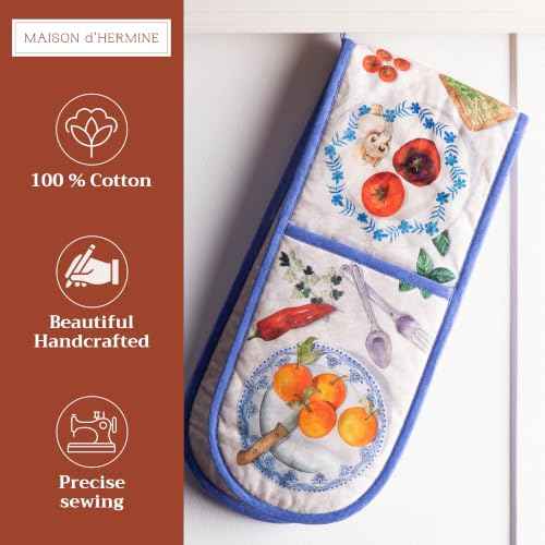 Double Oven Mitts 100% Cotton Double Oven Glove