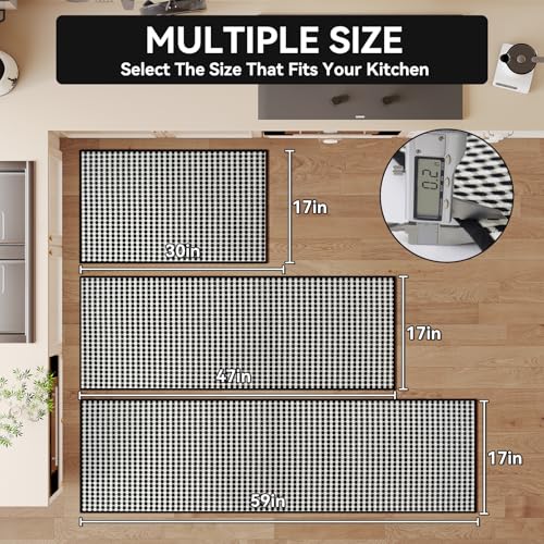 Kitchen Runner Rugs Non Slip Washable Long Kitchen Mats Black 17"x59" (7 Sq Ft)