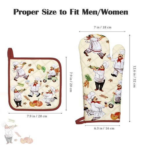 Chef Oven Mitts and Pot Holders Set