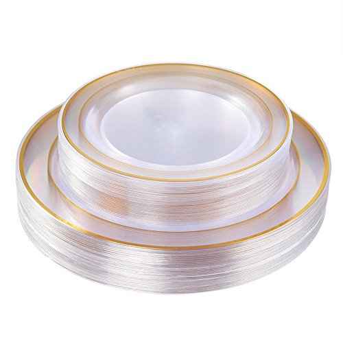 60 Pcs Clear Gold Plastic Plates (30 Count)