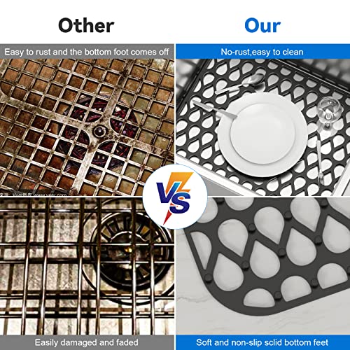 Silicone Sink Mat 2PCS TOOVEM Sink Protectors for Kitchen Sink Mats