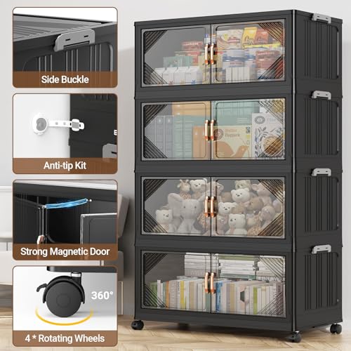 V60 560QT Plastic Stackable Storage Bins with Lid (4 Count)