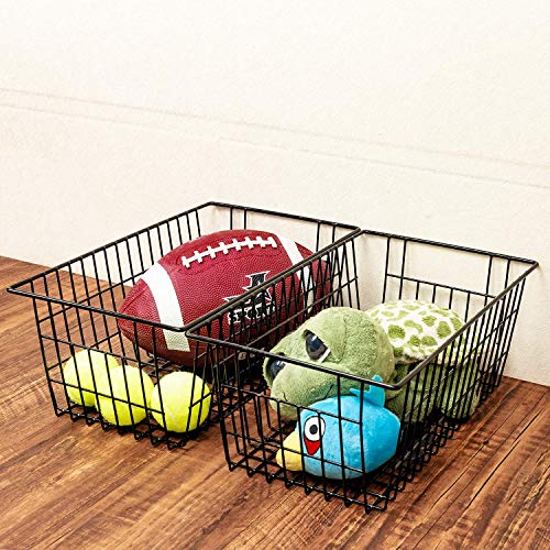Farmhouse Large Wire Organizer Storage Bins Freezer Food Storage Basket for Kitchen Cabinets (2 Count)