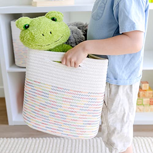 13 Inch Cube Storage Bins Cotton Rope Woven Baskets for Organizing 3 (3 Count)