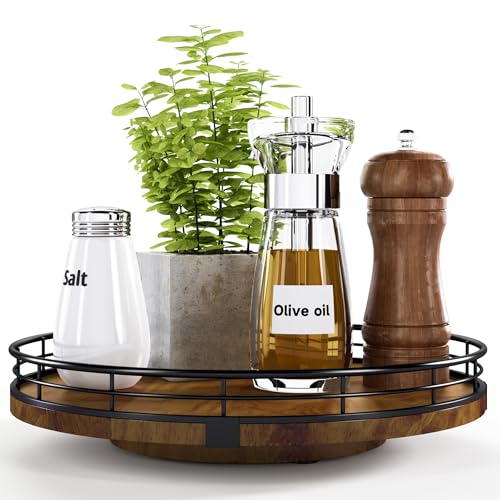 10 Inch Farmhouse Oak Lazy Susan Cabinet Organizer