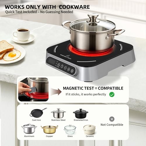 Portable Induction Cooktop 1800W 10 Power Levels&Probe