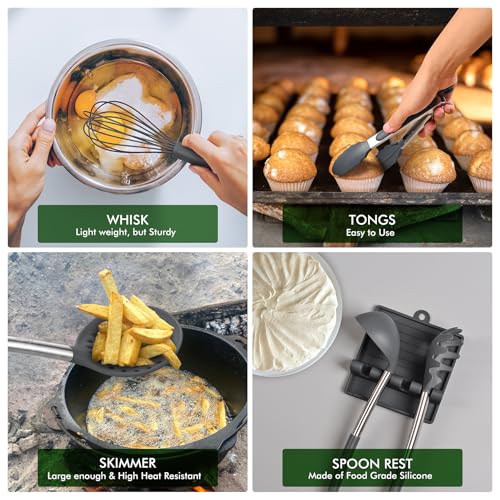446°F Heat Resistant Silicone Kitchen Utensils (14 Count)