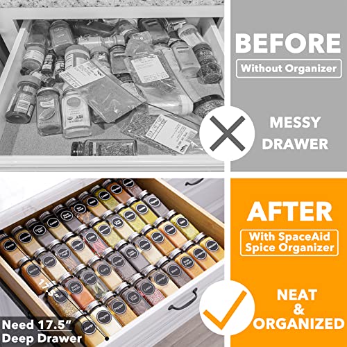 Spice Drawer Organizer with 40 Spice Jars