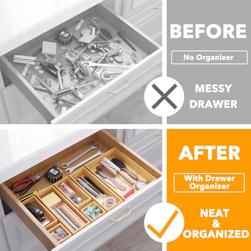 7 Piece Bamboo Drawer Organizer Storage Boxes Set