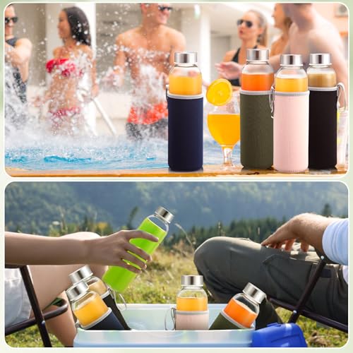 12 Pack Glass Water Bottles with Sleeves (12 Count)