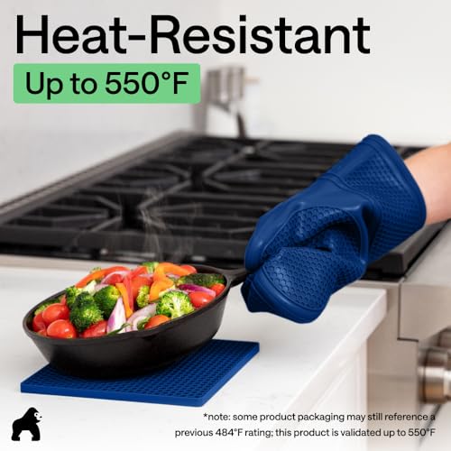 BPA Free Silicone Oven Mitts and Pot Holders Set (4 Count)