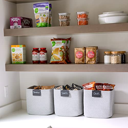 Storage Cubes 11 Inch Cotton Rope Woven Baskets for Organizing (3 Count)