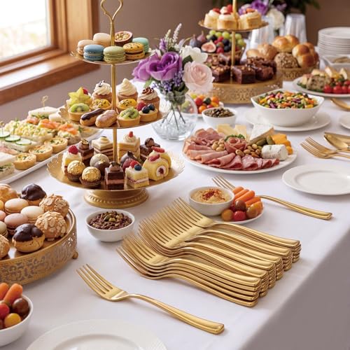 100 Pcs Gold Plastic Forks (100 Count)