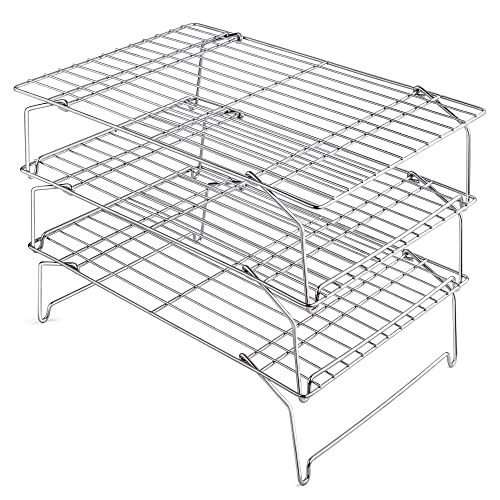 3 Tier 15x10IN Cookie Cooling Rack for Cooking Stackable Collapsible
