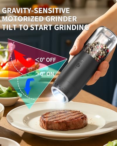 Rechargeable Electric Salt and Pepper Grinder Set with Base (2 Count)