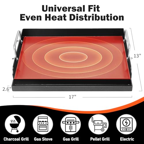 17 x 13 Inch Cast Iron NanoCeramic Griddle for Gas Grills