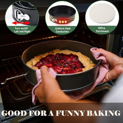 10 Inch Springform Pan with 50 Pcs Parchment Paper Cheesecake Baking Mold