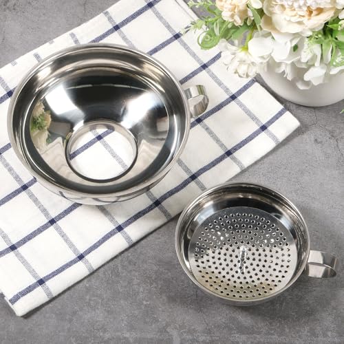3 Piece Stainless Steel Canning Funnel Set with Strainer