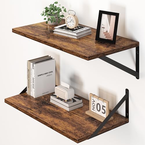 20W x 12D Deep Floating Shelves Set of 2 Rustic Brown (2 Count)