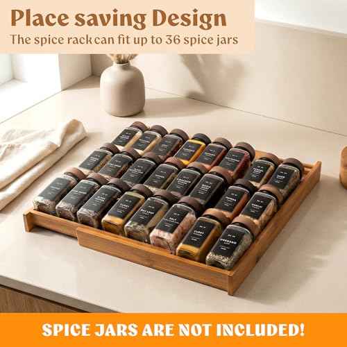 Carbonized Bamboo Spice Drawer Organizer