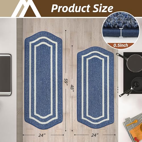 Long Kitchen Floor Mats and Rugs 2PCS Non Slip Washable