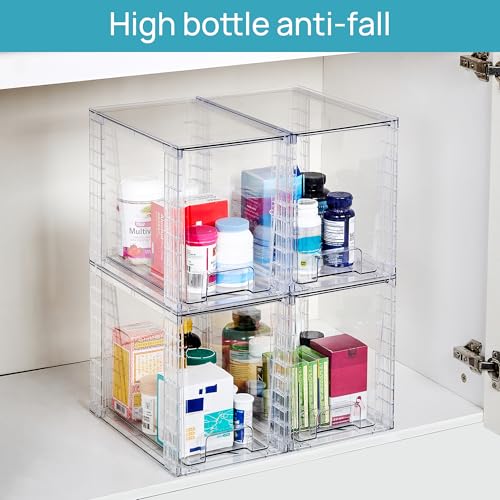 4 Pack Clear Stackable Storage Drawers (4 Count)
