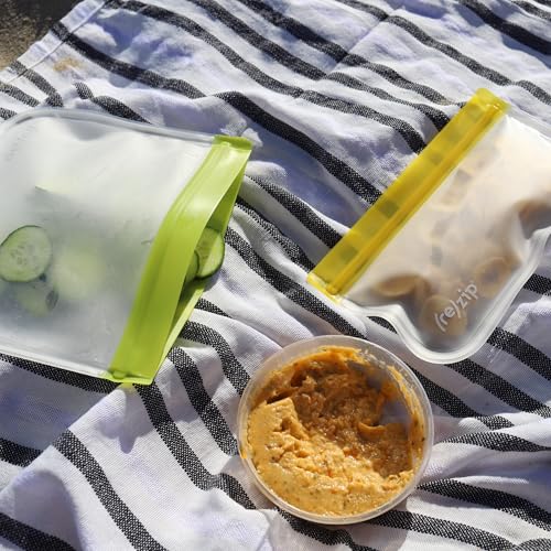 re) zip Reusable Sandwich & Snack Lunch Bag Kit, Leakproof, 5-Piece, Clear