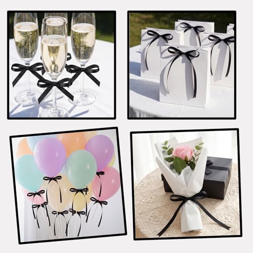 30 Pack Bow Cake Toppers Black Ribbon Bows for Cake Back to School Decor (30 Count)
