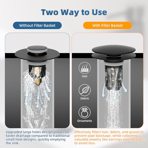 Upgraded 3 in 1 Bathroom Sink Drain Strainer