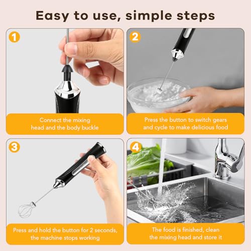 Milk Frother Handheld Rechargeable with Stand 3 Speed Frother Wand