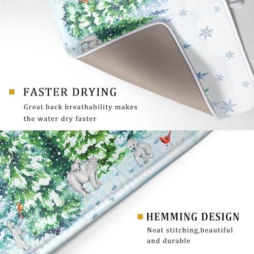 Winter Bear Bird Dish Drying Mat