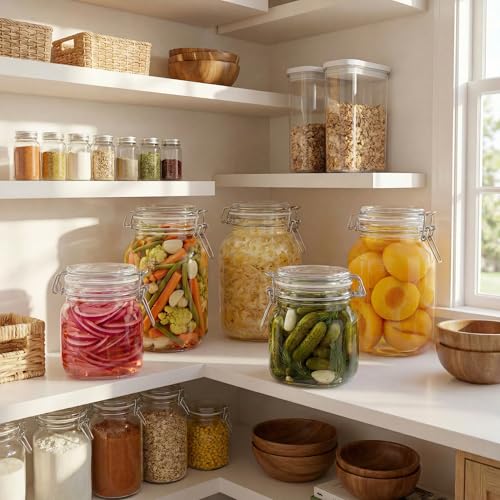 50oz Large Square Glass Jars with Airtight Lids (3 Count)