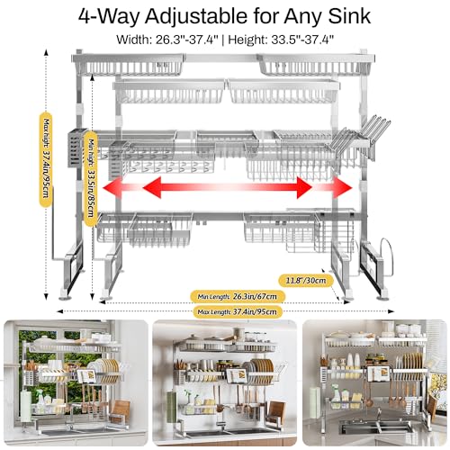 Luxurious 304 Stainless Steel Over Sink Dish Drying Rack